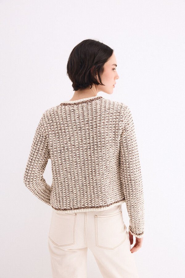 Pedro del Hierro Multicoloured textured jersey-knit jacket Ecru