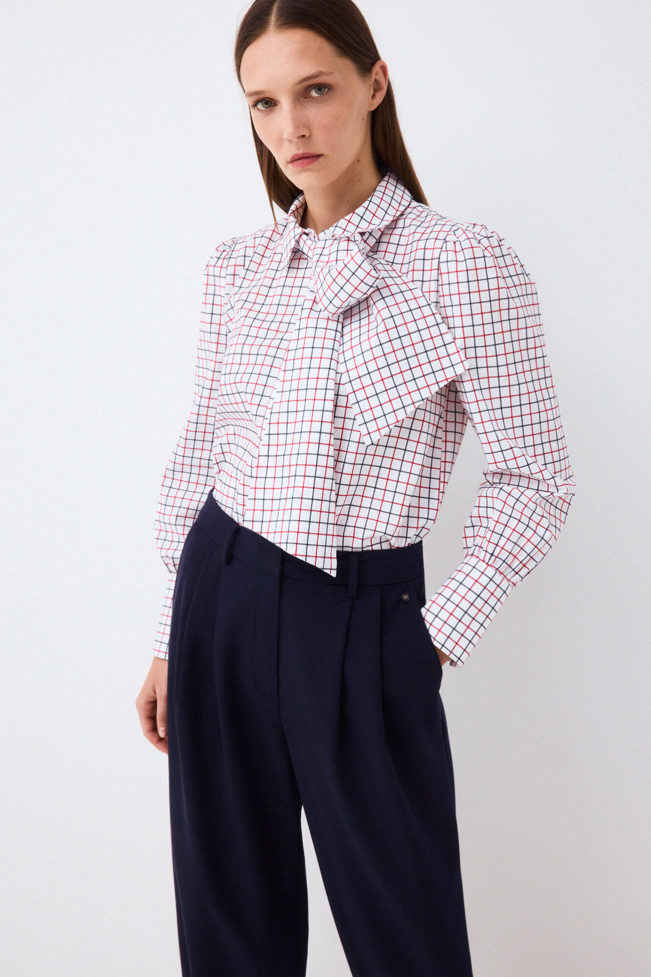 Pedro del Hierro Blusa cuadros lazada