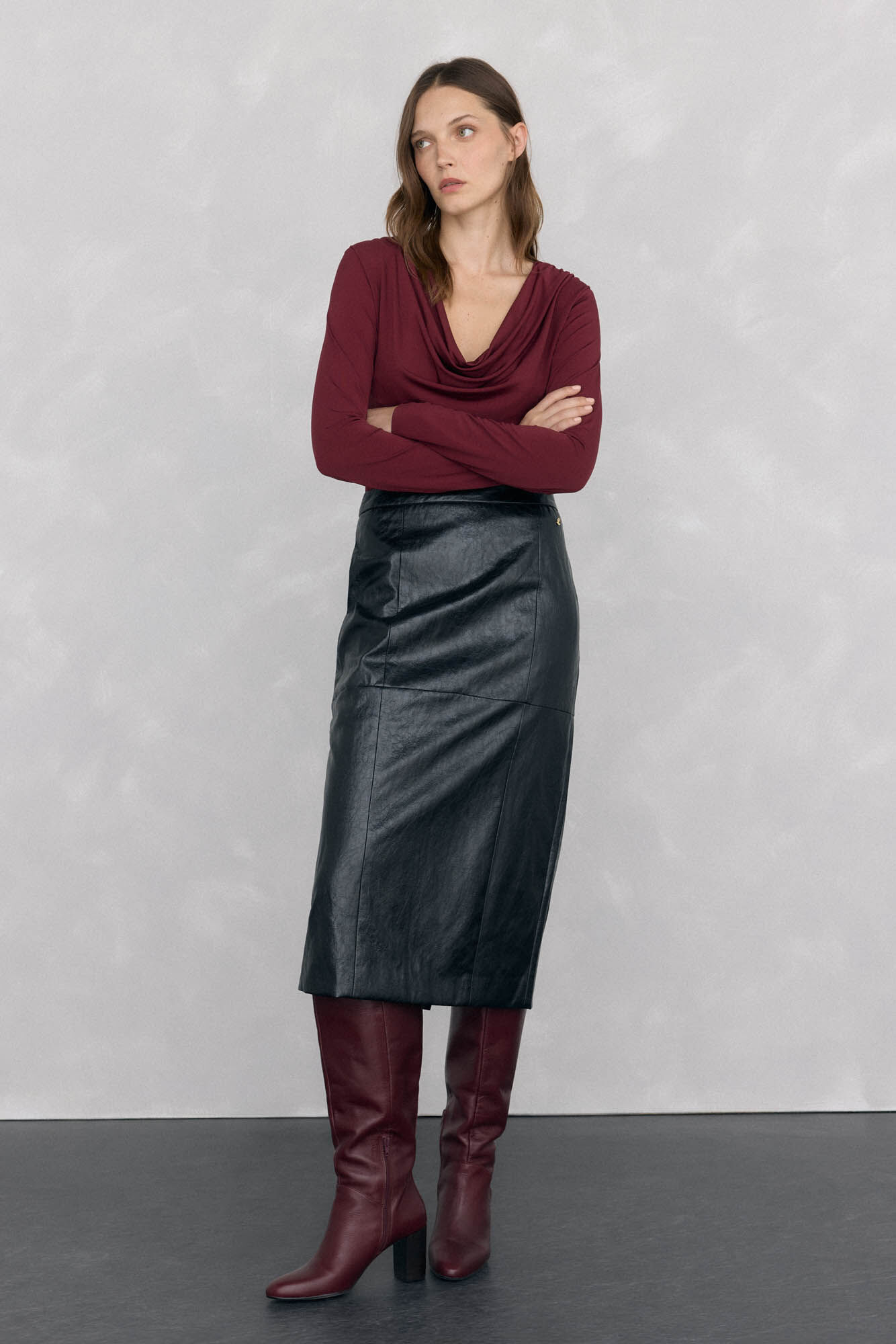 Pedro del Hierro Draped neckline T-shirt