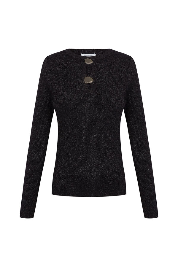 Pedro del Hierro Shiny jersey-knit top with openings Black