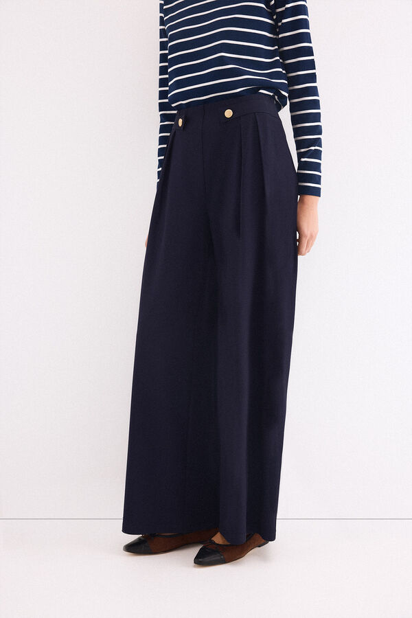 Pedro del Hierro Navy crepe trousers Blue