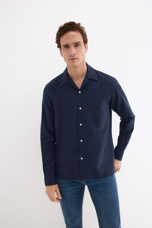 Pedro del Hierro Linen cotton long sleeve shirt Blue