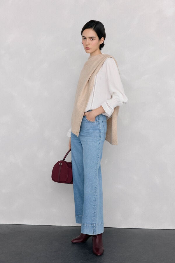 Pedro del Hierro Blusa de chiffon com renda Branco