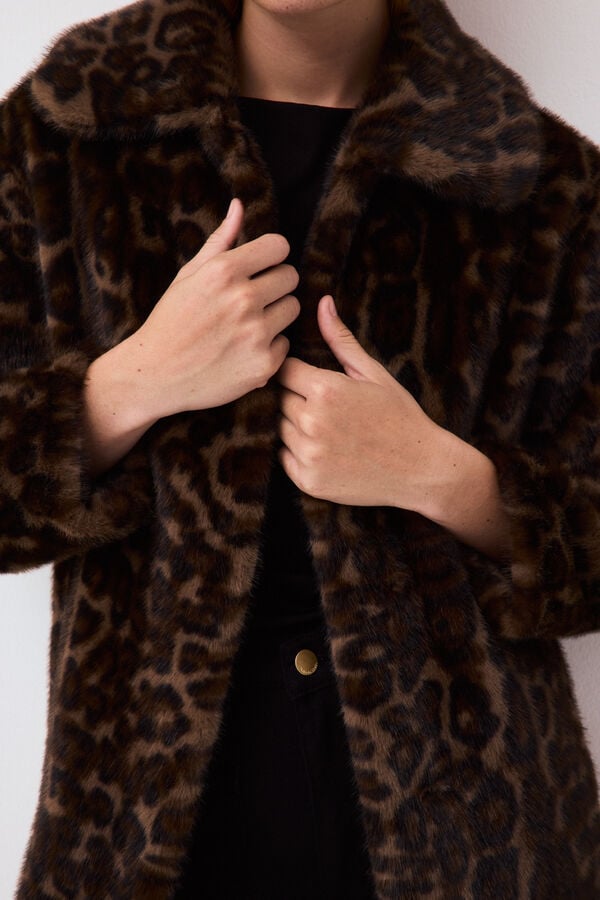 Pedro del Hierro Faux fur coat Brown