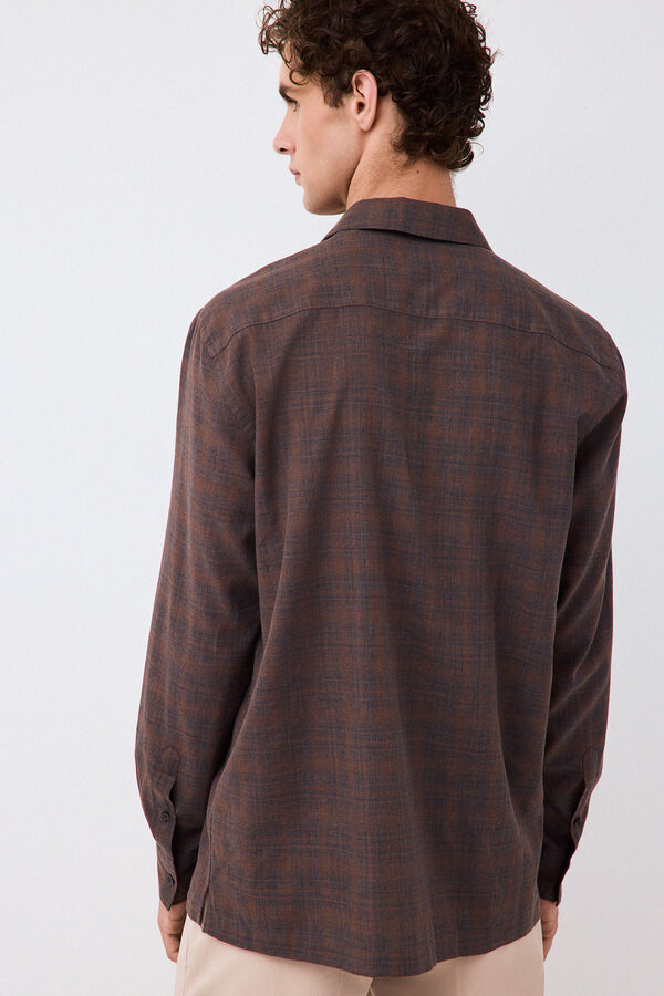 Pedro del Hierro Italian fabric plaid shirt Brown