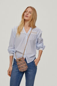 Pedro del Hierro Striped blouse with ribbons Blue