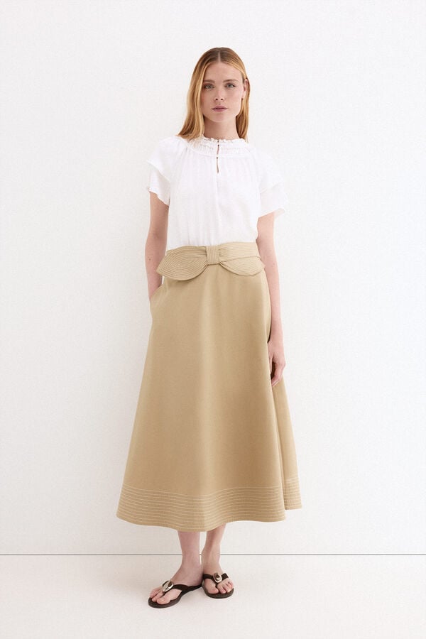 Pedro del Hierro Bow cape skirt Beige