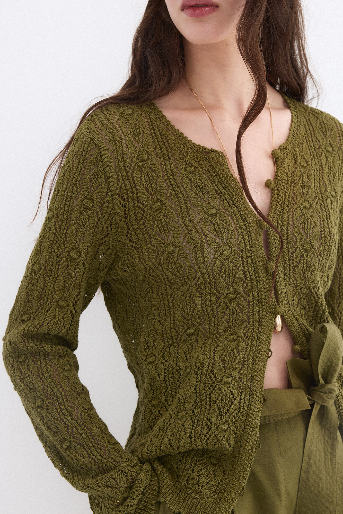 Pedro del Hierro Fancy openwork with crochet trim jacket