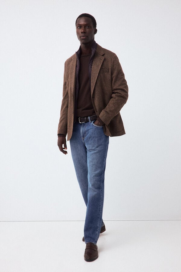 Pedro del Hierro Herringbone knit blazer Brown