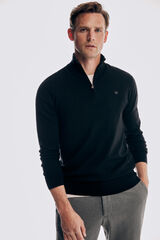 Pedro del Hierro Jersey cuello camionero merino Negro