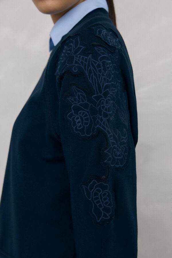 Pedro del Hierro Flower embroidered sweatshirt Blue