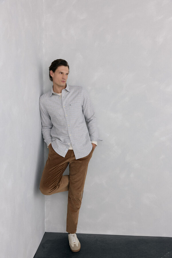 Pedro del Hierro Checkered flannel shirt Italian fabric Grey