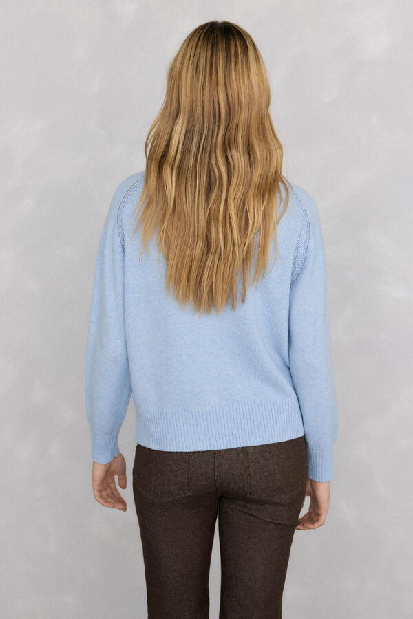 Pedro del Hierro wool sweater with a central crew neck Blue