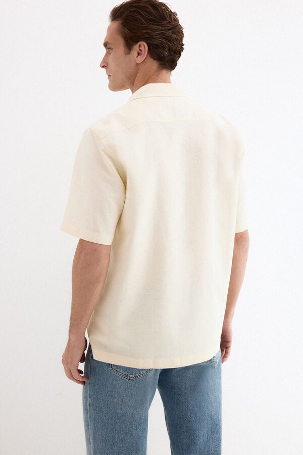 Pedro del Hierro Linen cotton short sleeve shirt Yellow