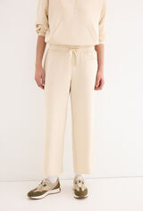 Pedro del Hierro Soft touch cropped wide leg trousers Beige