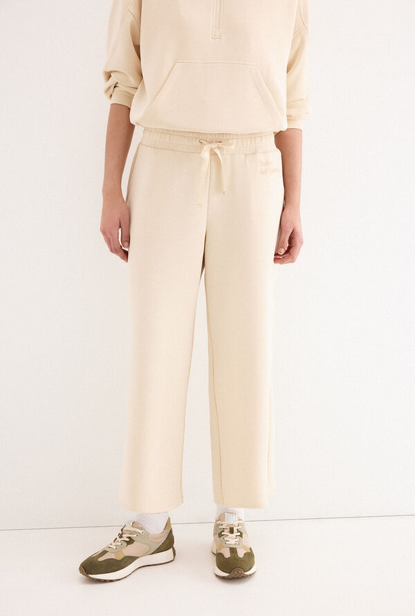 Pedro del Hierro Soft touch cropped wide leg trousers Beige