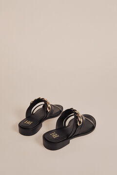 Pedro del Hierro Flat leather chain sandals Black