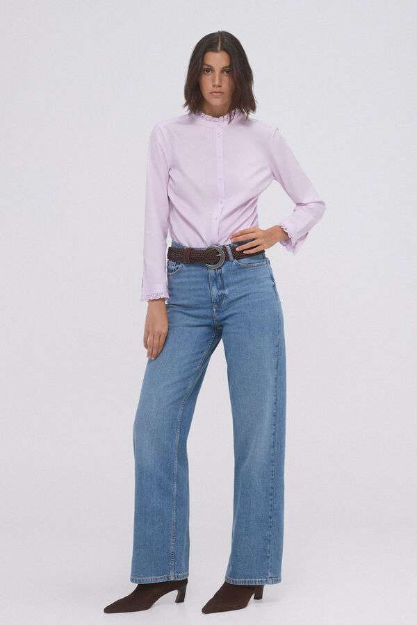 Pedro del Hierro Basic shirt with embroidered ruffle detail Pink