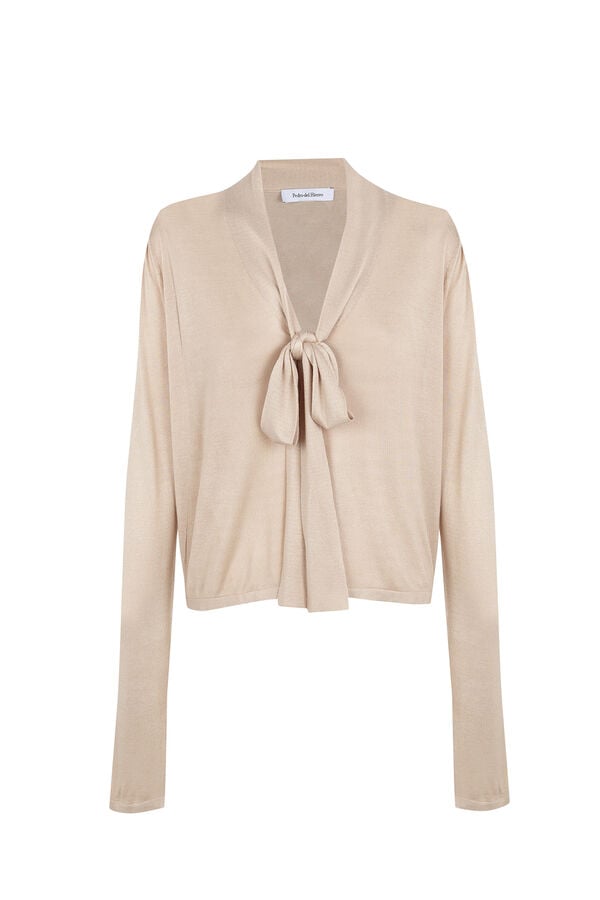 Pedro del Hierro Long sleeve tie jumper Beige