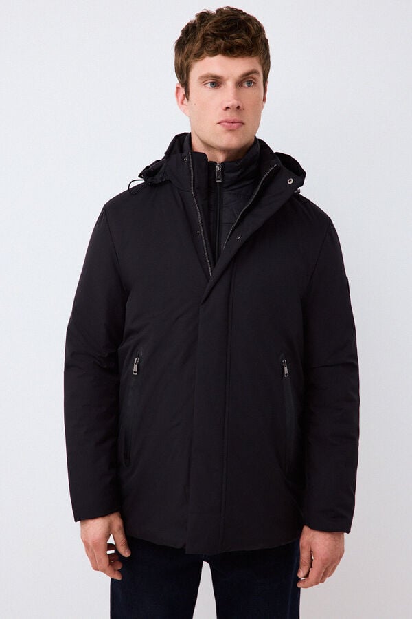Pedro del Hierro Long technical parka Black