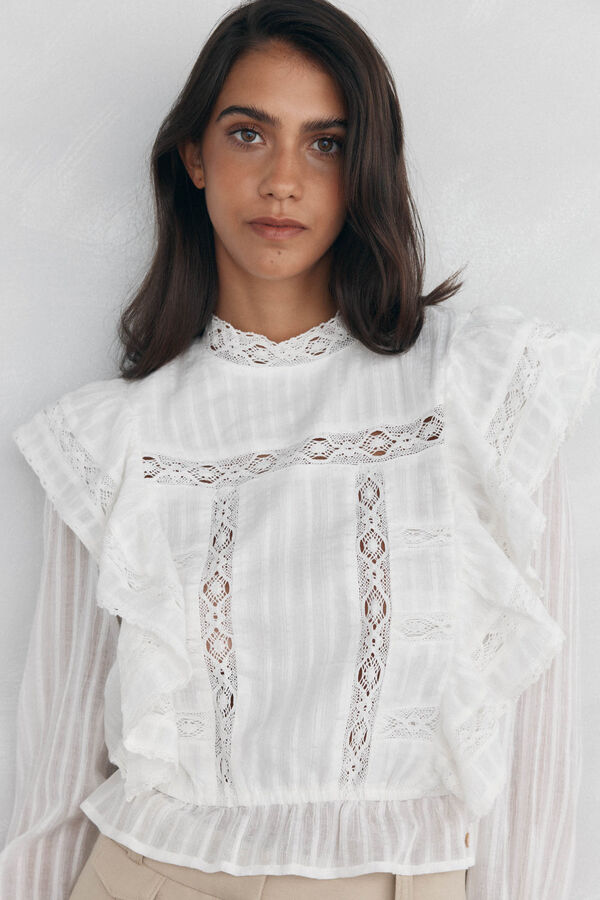 Pedro del Hierro Romantic ruffle blouse Ecru