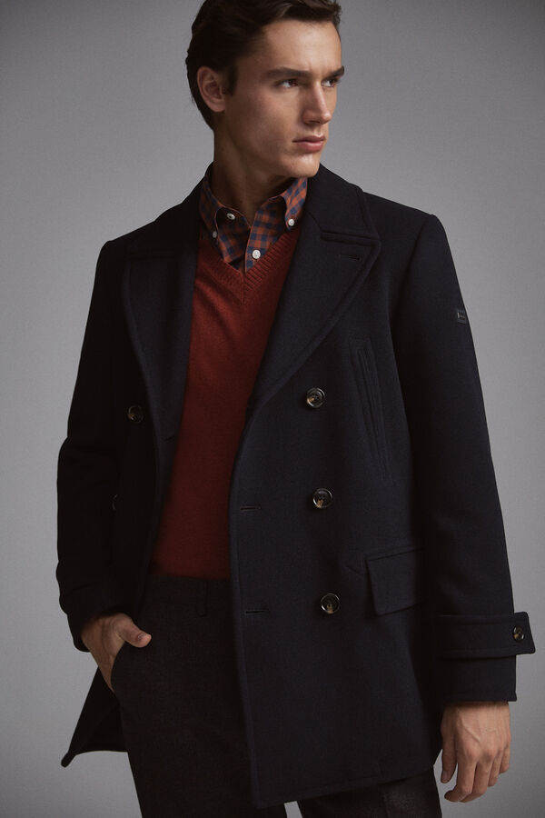 Pedro del Hierro Double-breasted donkey jacket Blue