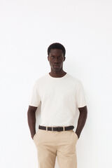 Pedro del Hierro T-shirt de malha premium em algod&atilde;o Ecru
