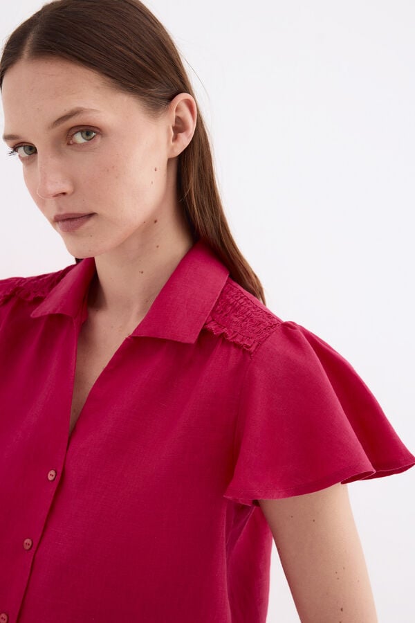 Pedro del Hierro Linen short sleeve blouse Pink