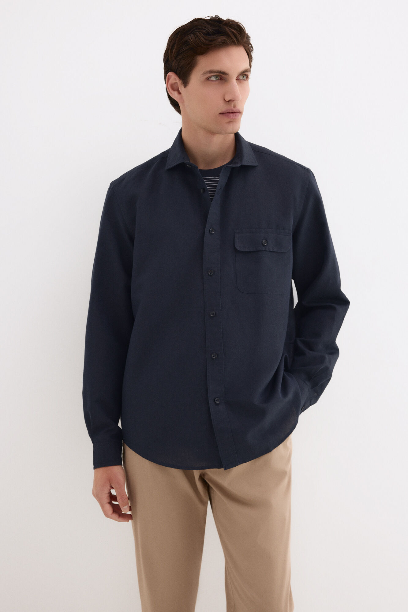 Pedro del Hierro Camisa lino bolsillos