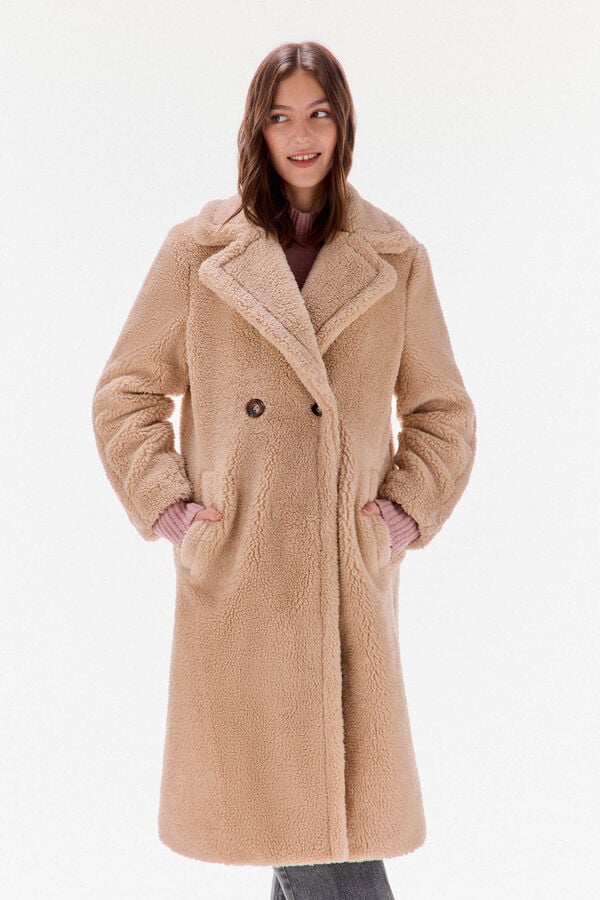 TFP by Tamara Falcó Teddy-effect coat Ecru