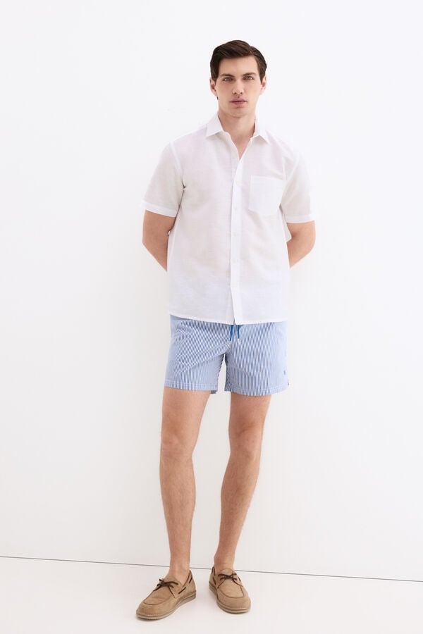 Pedro del Hierro Structured fabric swimwear Blue