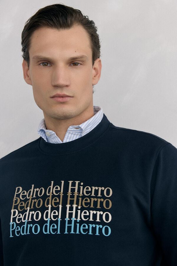 Pedro del Hierro Logo crew neck sweatshirt Blue