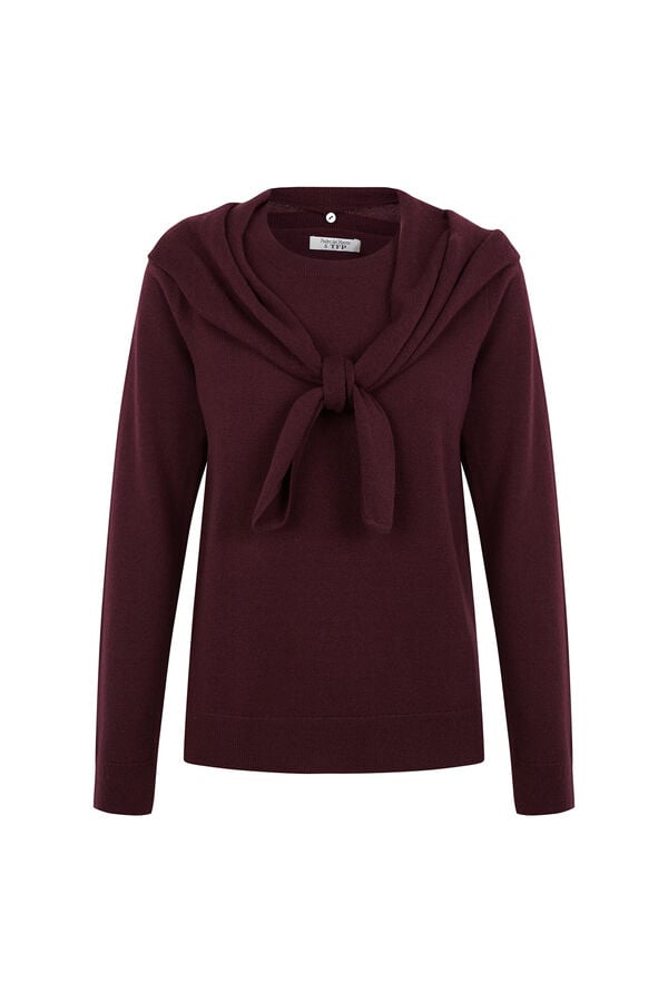 TFP by Tamara Falcó 100% wool sweater with scarf Burgundy