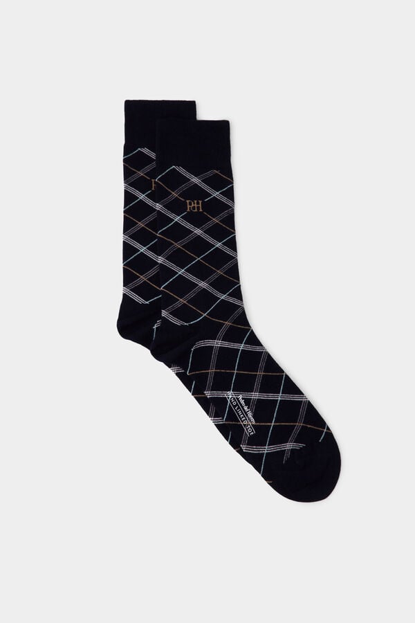Pedro del Hierro Diamond pattern socks Blue