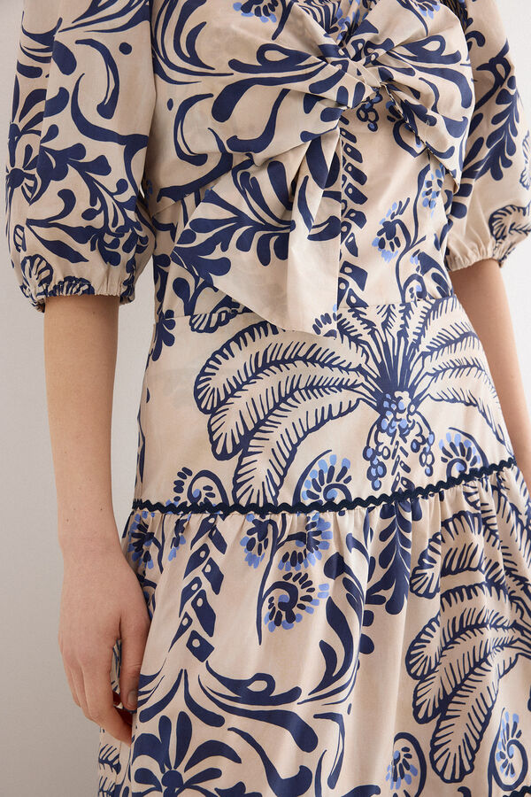 TFP by Tamara Falc&oacute; Printed tiered skirt Ecru