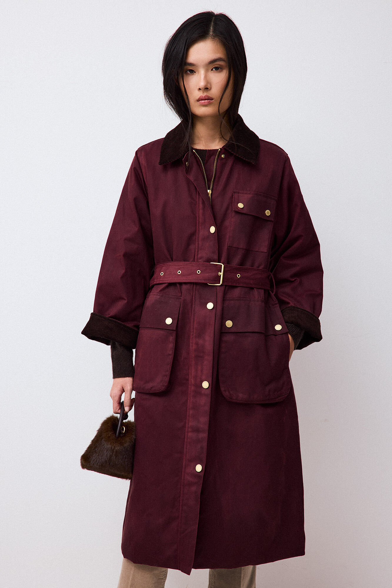 Pedro del Hierro Waxed long puffer parka