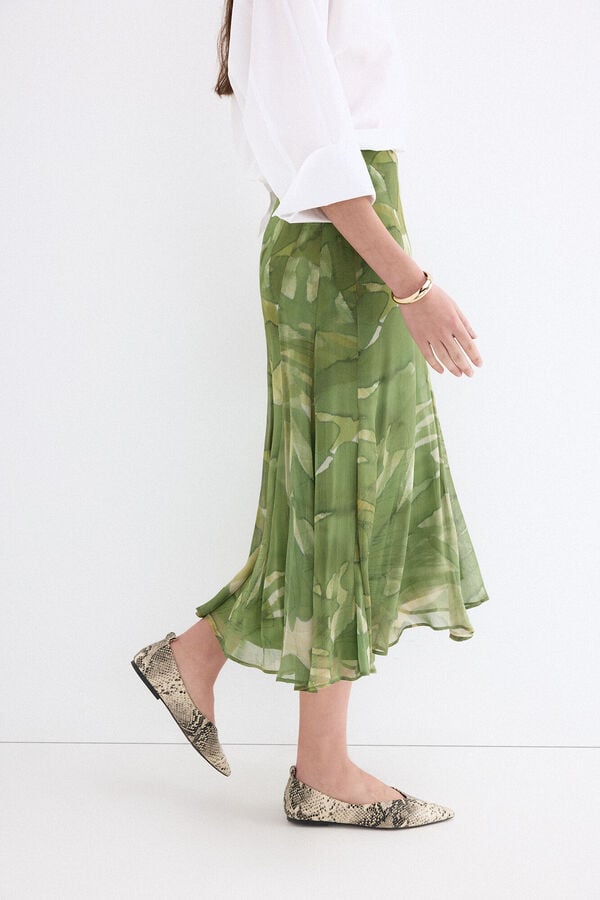 Pedro del Hierro Printed cut detail skirt Green
