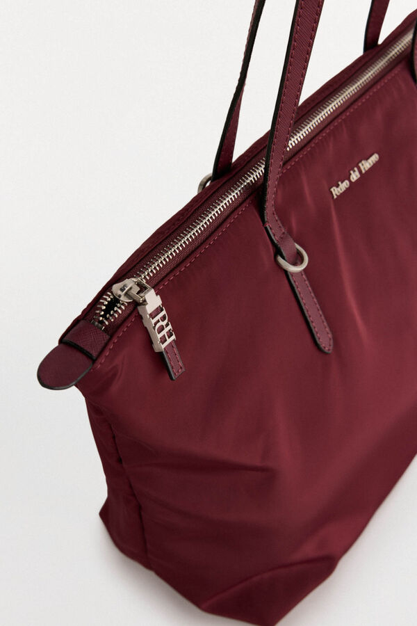 Pedro del Hierro Nylon shopper bag with zip fastening Burgundy