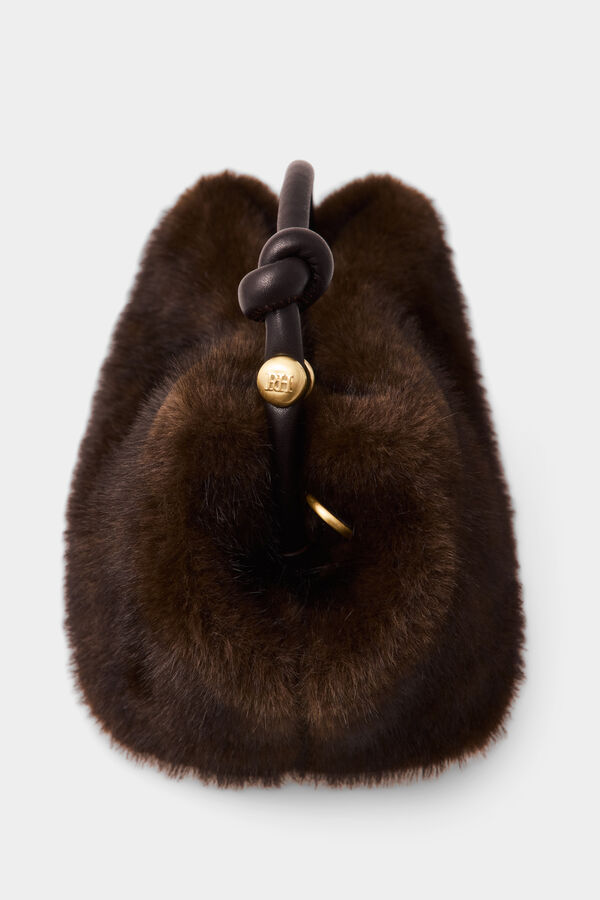 Pedro del Hierro Multiway faux fur mini handbag Brown