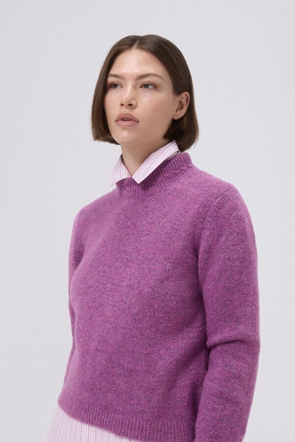 Pedro del Hierro Cropped jersey with cross-knit detail Pink