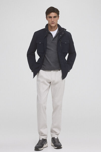 Pedro del Hierro Regular fit darted chino trousers Ecru