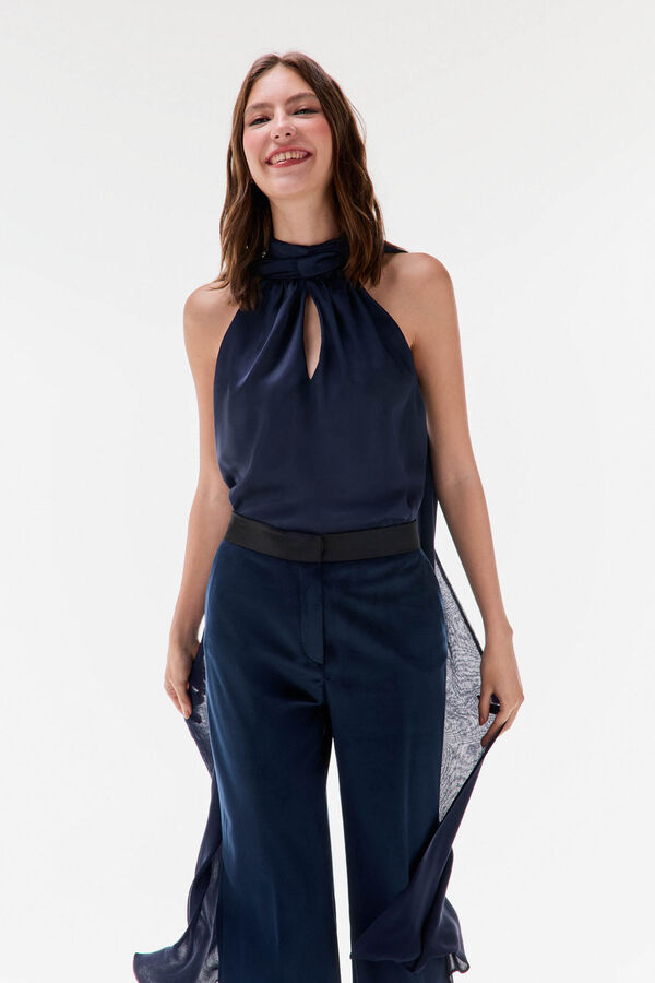 TFP by Tamara Falcó Top com laçada liso Azul