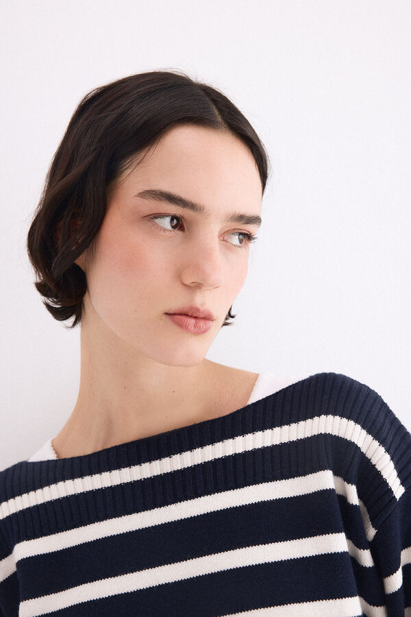 Pedro del Hierro Bicolour striped jumper Blue