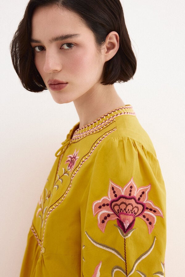 Pedro del Hierro Embroidered tunic dress Yellow