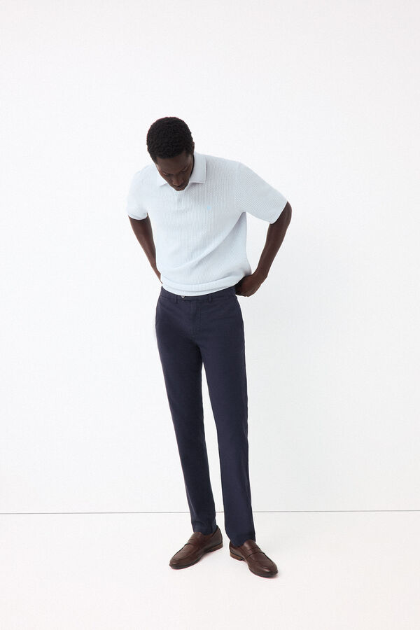 Pedro del Hierro Polo de malha premium de manga curta Azul