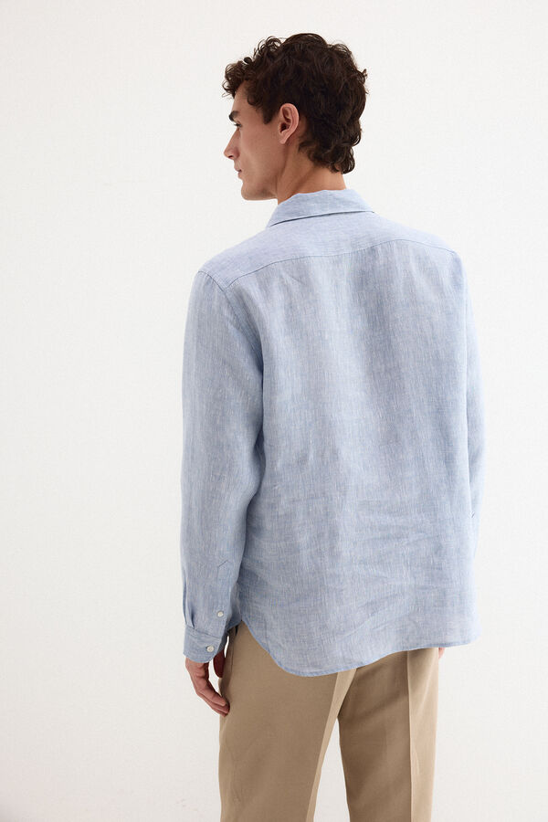 Pedro del Hierro Plain linen T-shirt Blue