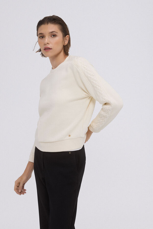 Pedro del Hierro Sweatshirt liso com trança Beige