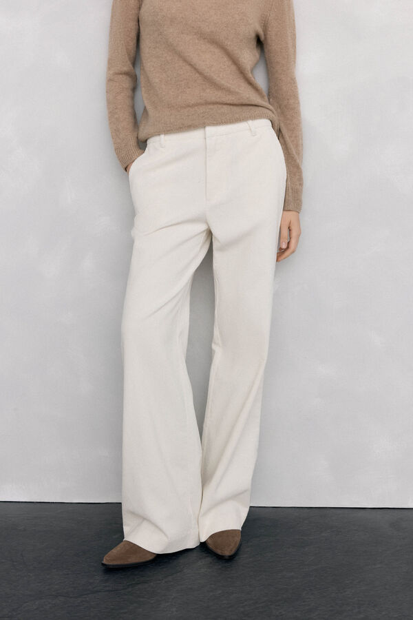 Pedro del Hierro Pantalones pana wide leg classic Crudo
