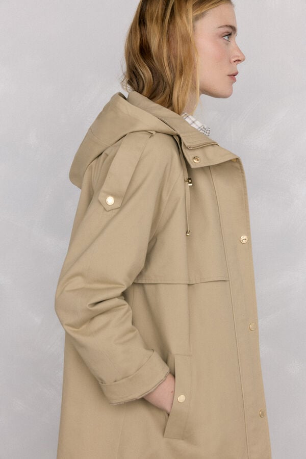 Pedro del Hierro Quilted parka with hood Beige