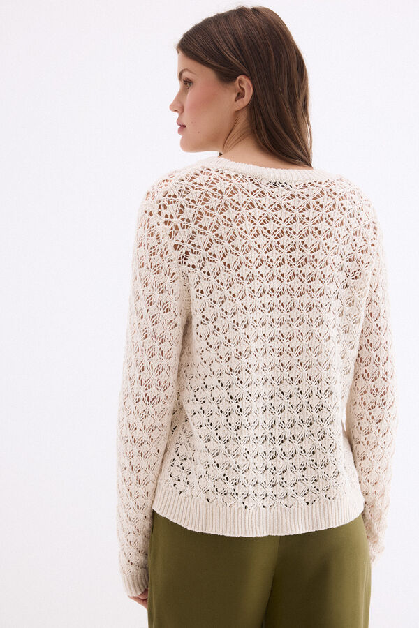 Pedro del Hierro Textured openwork knit top Ecru